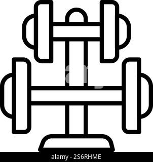 Steel stand dumbell icon. Outline steel stand dumbell vector icon for web design isolated on white background. Steel stand dumbell icon, outline style Stock Vector