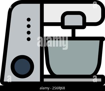 Kitchen Food Processor Icon. Editable Bold Outline With Color Fill Design. Vector Illustration. Stock Vector