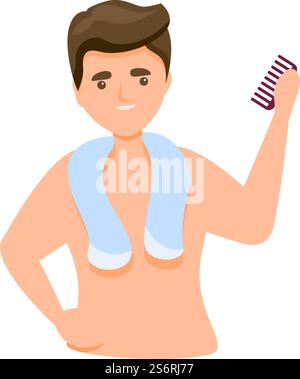 Man hair comb icon cartoon vector. Man loss hair. Boy male beauty. Man hair comb icon cartoon vector. Man loss hair Stock Vector