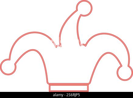 Neon jester&rsquo;s cap red color vector illustration image flat style light. Neon jester&rsquo;s cap red color vector illustration image flat style Stock Vector