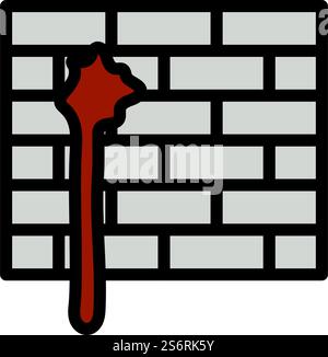 Blood On Brick Wall Icon. Editable Bold Outline With Color Fill Design. Vector Illustration. Stock Vector