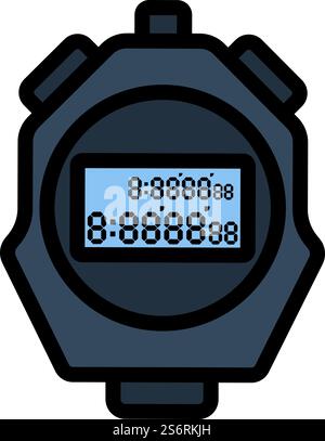 Icon Of Stopwatch. Editable Bold Outline With Color Fill Design. Vector Illustration. Stock Vector