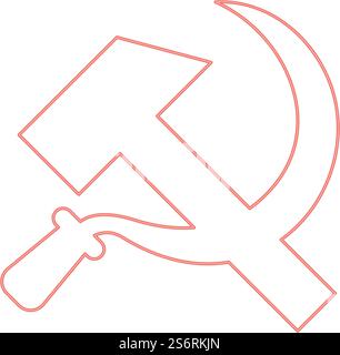 Neon hammer and sickle red color vector illustration image flat style light. Neon hammer and sickle red color vector illustration image flat style Stock Vector