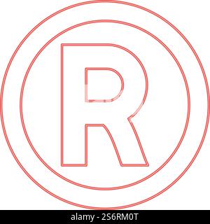 Neon symbol copyright red color vector illustration image flat style light. Neon symbol copyright red color vector illustration image flat style Stock Vector