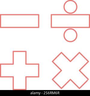 Neon math signs red color vector illustration image flat style light. Neon math signs red color vector illustration image flat style Stock Vector