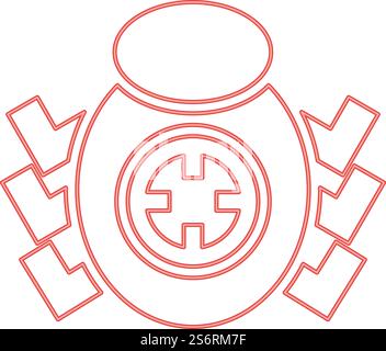 Neon bug beetle in target sight red color vector illustration image flat style light. Neon bug beetle in target sight red color vector illustration image flat style Stock Vector