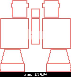 Neon binocular pair of glasses red color vector illustration image flat style light. Neon binocular pair of glasses red color vector illustration image flat style Stock Vector