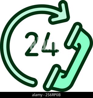 24 hours call center icon outline vector. Operator work. Customer service. 24 hours call center icon outline vector. Operator work Stock Vector