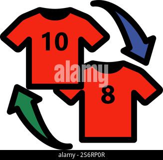 Icon Of Football Replace. Editable Bold Outline With Color Fill Design. Vector Illustration. Stock Vector