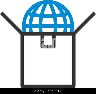 Planet In Box. Editable Bold Outline With Color Fill Design. Vector Illustration. Stock Vector