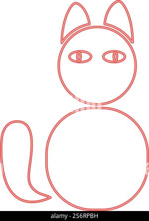 Redvector Cat Neon cat red color vector illustration flat style light image Stock ...