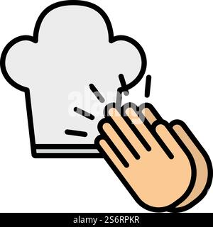 Clapping Palms To Toque Icon. Editable Bold Outline With Color Fill Design. Vector Illustration. Stock Vector