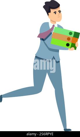 Employee running icon cartoon vector. Late worker. Deadline time. Employee running icon cartoon vector. Late worker Stock Vector