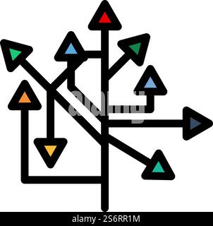 Direction Arrows Icon. Editable Bold Outline With Color Fill Design ...