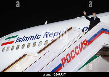 Moscow, Russia. 18th Jan, 2025. Iranian President MASOUD PEZESHKIAN leaves Moscow for Tehran, wrapping up his visit to Russia. President Pezeshkian met with his counterpart and top Russian officials during his daylong trip to Moscow. The Russian President and Pezeshkian signed the Iran-Russia Comprehensive Strategic Partnership Treaty, which promotes bilateral cooperation in various fields, including the economy, trade, security, culture, and tourism. (Credit Image: © Iranian Presidency via ZUMA Press Wire) EDITORIAL USAGE ONLY! Not for Commercial USAGE! Stock Photo