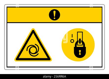 Caution Equipment Starts Automatically Lock Out In De-Energized State Symbol Sign On White Background Stock Vector
