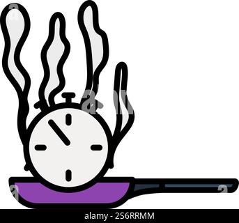 Pan With Stopwatch Icon. Editable Bold Outline With Color Fill Design. Vector Illustration. Stock Vector