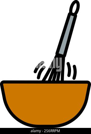 Corolla Mixing In Bowl Icon. Editable Bold Outline With Color Fill Design. Vector Illustration. Stock Vector