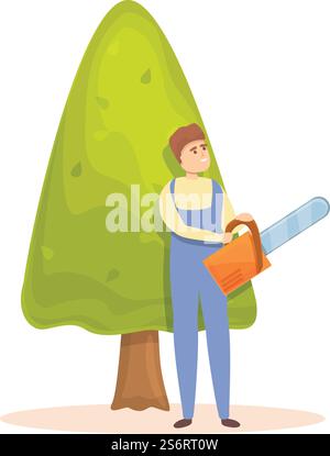 Tree trimming icon cartoon vector. Garden hedge. Man maintenance. Tree trimming icon cartoon vector. Garden hedge Stock Vector