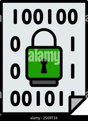 Data Security Icon. Bold outline design with editable stroke width. Vector Illustration. Stock Vector