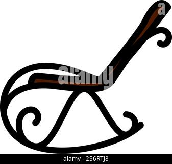 Rocking Chair Icon. Editable Bold Outline With Color Fill Design ...