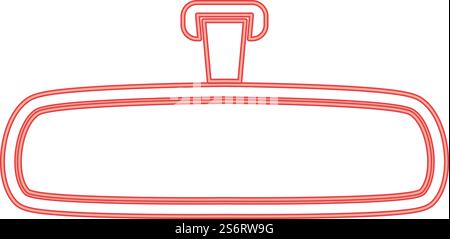 Neon rear view mirror red color vector illustration image flat style light. Neon rear view mirror red color vector illustration image flat style Stock Vector