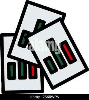 Analytics Sheets Icon. Editable Bold Outline With Color Fill Design. Vector Illustration. Stock Vector