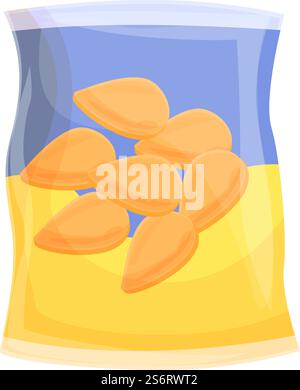 Seed bag icon cartoon vector. Kids food. Natural sunflower. Seed bag icon cartoon vector. Kids food Stock Vector