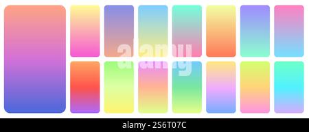 Pastel gradient background. Soft pastels color, abstract gradients design. Blue purple modern wallpaper, ui phone app recent vector elements. Gradient color wallpaper smartphone interface illustration. Pastel gradient background. Soft pastels color, abstract gradients design. Blue purple modern wallpaper, ui phone app recent vector elements Stock Vector