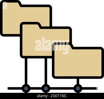 Folder Network Icon. Bold outline design with editable stroke width. Vector Illustration. Stock Vector