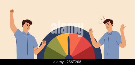 Stress Level, Mood Scale. Tired Exhausted Overworked and Happy ...