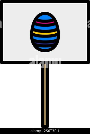 Easter Pointer With Egg Icon. Editable Bold Outline With Color Fill Design. Vector Illustration. Stock Vector