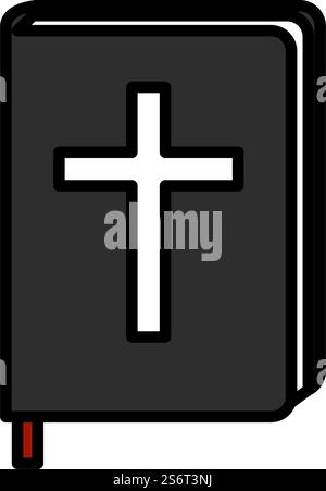 Holly Bible Icon. Editable Bold Outline With Color Fill Design. Vector Illustration. Stock Vector