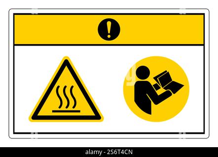 Caution Hot Surface Refer Instruction Manual Booklet Symbol Sign On White Background Stock Vector