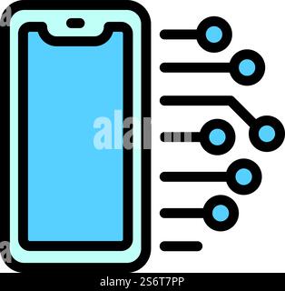 Smartphone ai icon outline vector. Artificial brain. Machine digital. Smartphone ai icon outline vector. Artificial brain Stock Vector