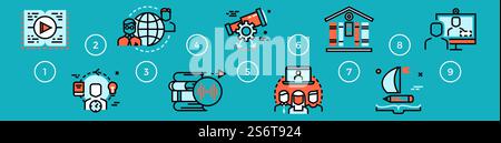 Learning infographic. Education steps, self development banner. Step by step study, career growth through training vector concept. Illustration infographic education step design interface. Learning infographic. Education steps, self development banner. Step by step study, career growth through training vector concept Stock Vector