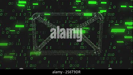 Email icon with binary code image over green digital background Stock Photo