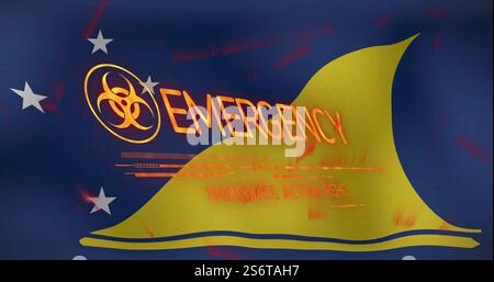 Emergency warning image with biohazard symbol and Immediate Action Required text Stock Photo