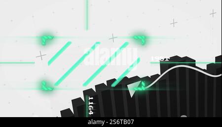 Bar graph and error messages with data processing image Stock Photo