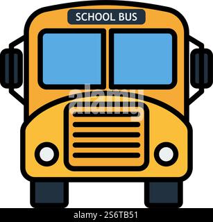 School Bus Icon. Editable Bold Outline With Color Fill Design. Vector ...