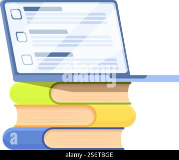 online education, teacher with computer and stack of books vector ...