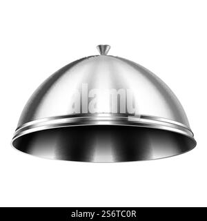 restaurant cloche food. metal tray. silver platter cover cap 3d realistic vector. restaurant cloche vector Stock Vector