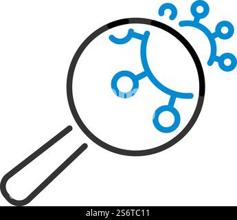 Magnifier Over Coronavirus Molecule Icon. Editable Bold Outline With Color Fill Design. Vector Illustration. Stock Vector