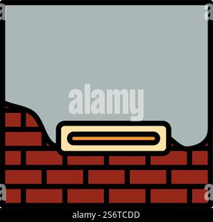 Icon Of Plastered Brick Wall. Editable Bold Outline With Color Fill Design. Vector Illustration. Stock Vector