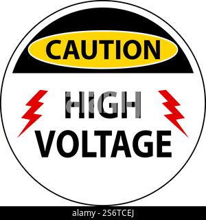 Caution High Voltage Floor Sign On White Background Stock Vector
