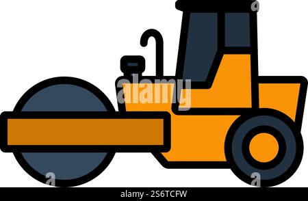 Icon Of Road Roller. Editable Bold Outline With Color Fill Design. Vector Illustration. Stock Vector