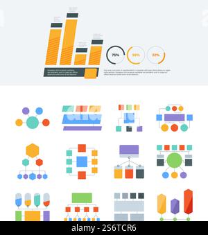 Flowchart. Geometrical structure data infographic surfaces with place for personal text garish vector business templates of flowcharts. Flowchart geometric infographic, illustration of infochart. Flowchart. Geometrical structure data infographic surfaces with place for personal text garish vector business templates of flowcharts Stock Vector