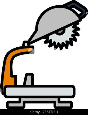 Icon Of Circular End Saw. Editable Bold Outline With Color Fill Design. Vector Illustration. Stock Vector