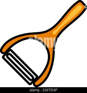 Vegetable Peeler Icon. Editable Bold Outline With Color Fill Design. Vector Illustration. Stock Vector