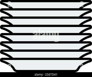 Plate Stack Icon. Editable Bold Outline With Color Fill Design. Vector Illustration. Stock Vector